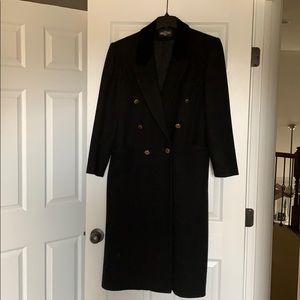 Ankle length black wool coat